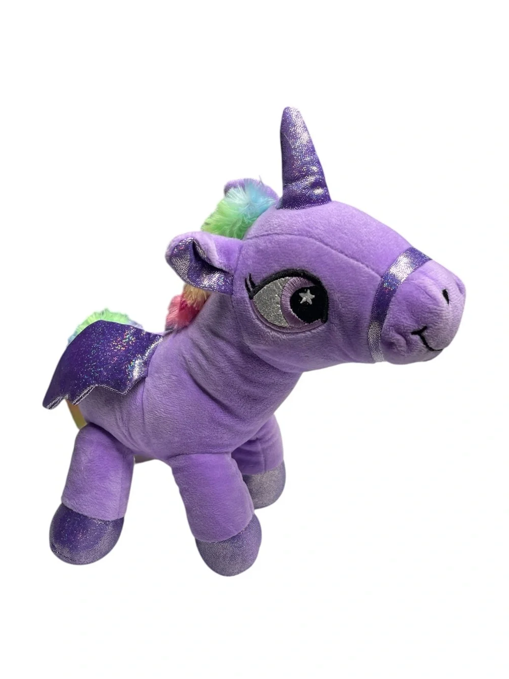 Purple Plush Unicorn Toy with Glitter Accents
